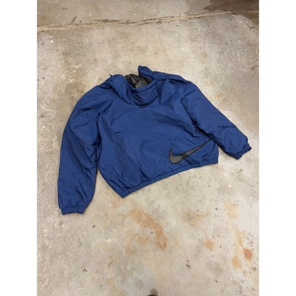 Nike Men's Reversible Hooded Windbreaker Jacket Blue XXL Mesh Lined‎ - Picture 7 of 8